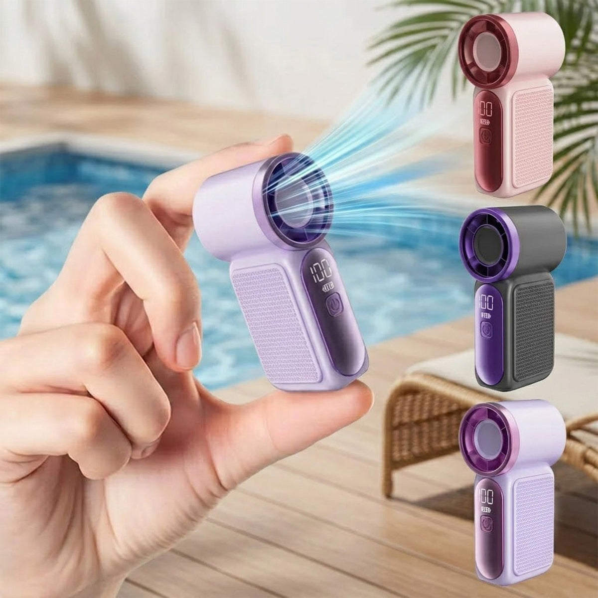 Portable Mini Handheld Fan with LED Display and USB Rechargeable Cooling