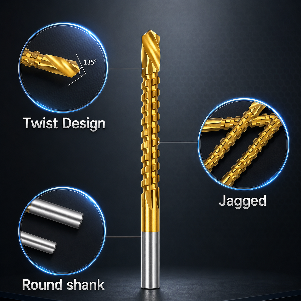 Titanium Coated Drill Bit Set for Metal and Wood