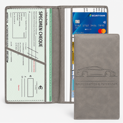 PU Car Registration Insurance Card and Driver License Document Holder