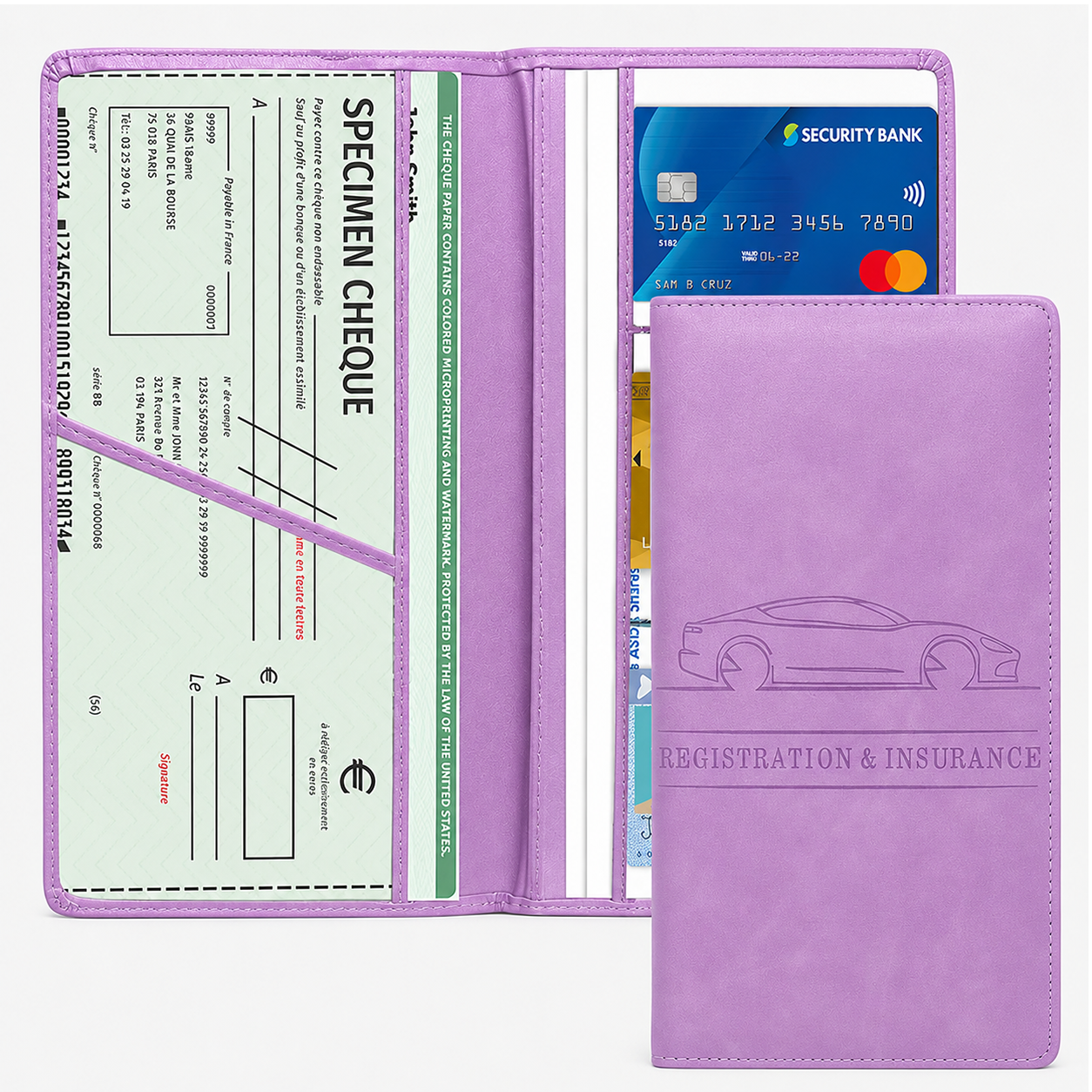 PU Car Registration Insurance Card and Driver License Document Holder