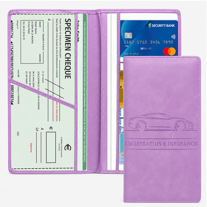 PU Car Registration Insurance Card and Driver License Document Holder