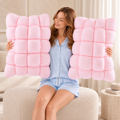 Cooling Puff Grid Pillow – Ultra Soft Ice-Silk Sleeping Pillow