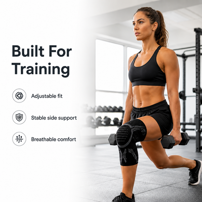 Breathable Compression Knee Brace with Side Stabilizers and Shock Absorption Pad