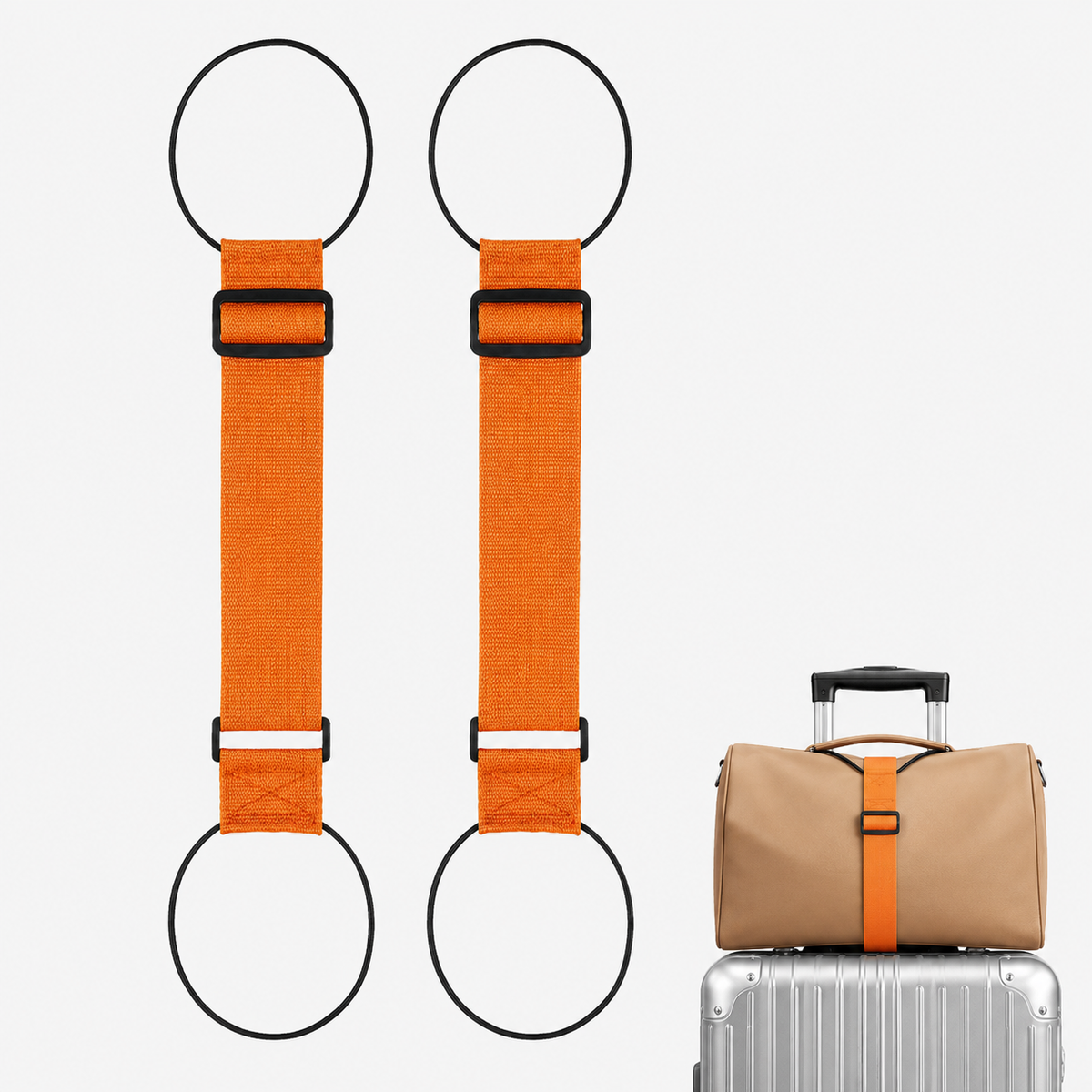 2-Pack Adjustable Rainbow Luggage Connector Straps