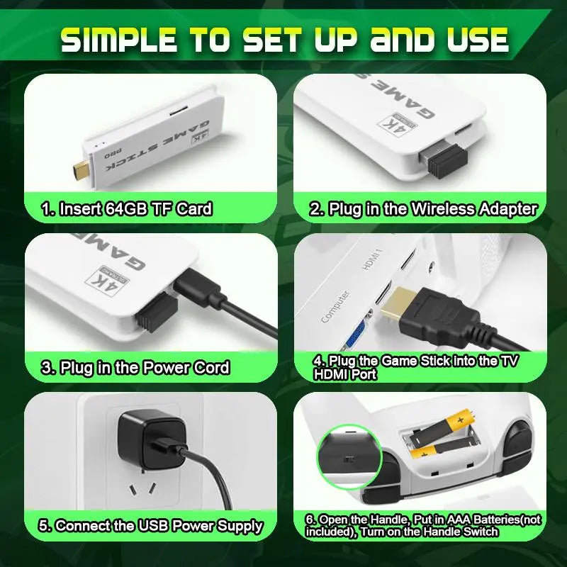 Upgraded Retro Game Stick 4K HDMI Console with 40000 Classic Games
