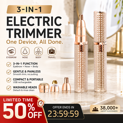 ✂️ 2026 Sale — Over 38,000 Sold!🔥 Portable Electric Eyebrow Trimmer – Interchangeable Heads 🪒