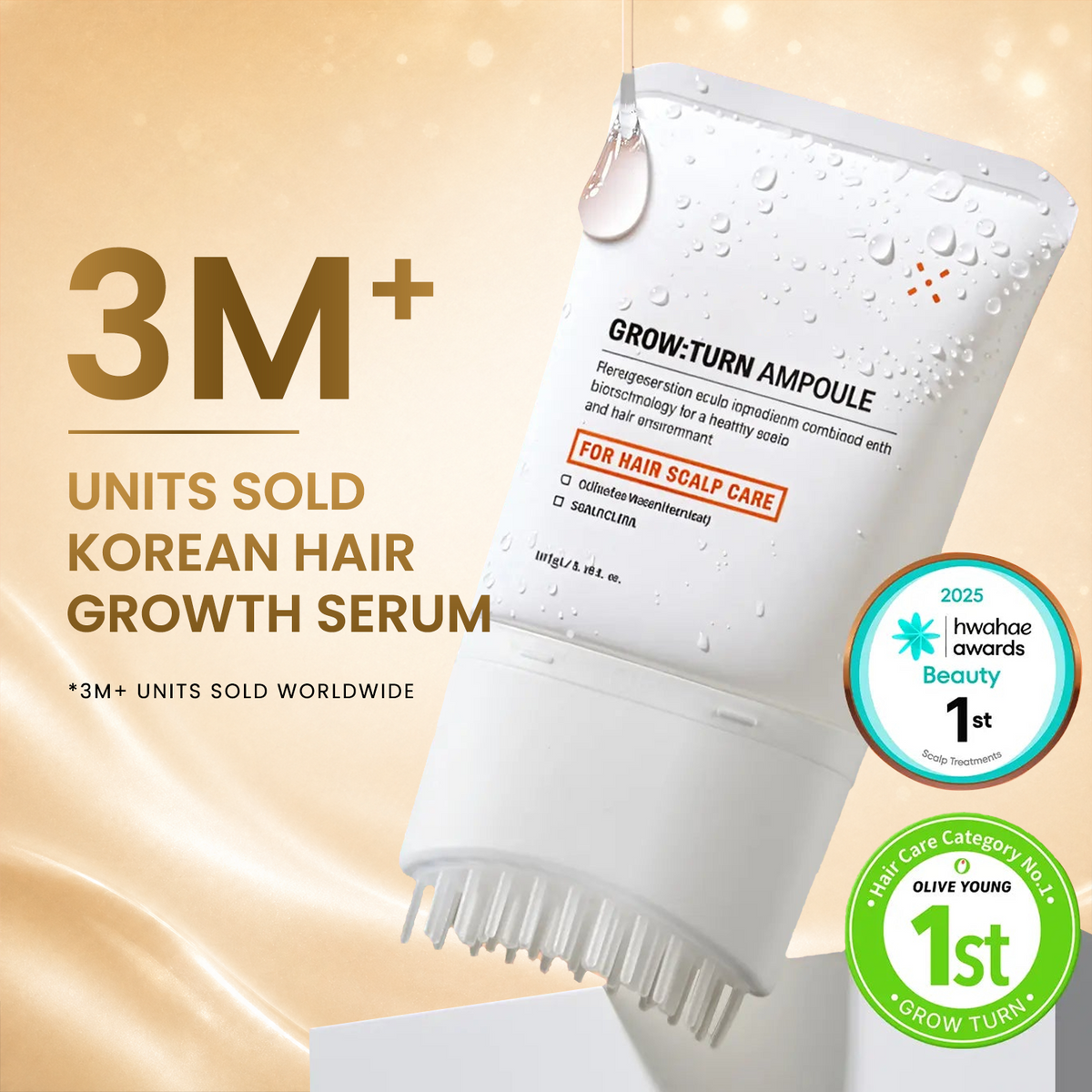 Growturn Hair Growth Serum Brush for Visible Hair Thickening and Growth