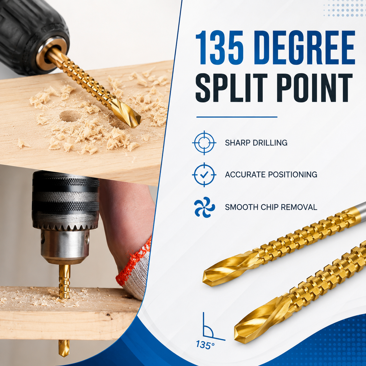 Titanium Coated Drill Bit Set for Metal and Wood