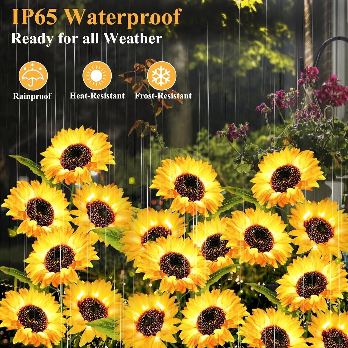Solar Powered Sunflower LED Garden Lights Outdoor Waterproof Set