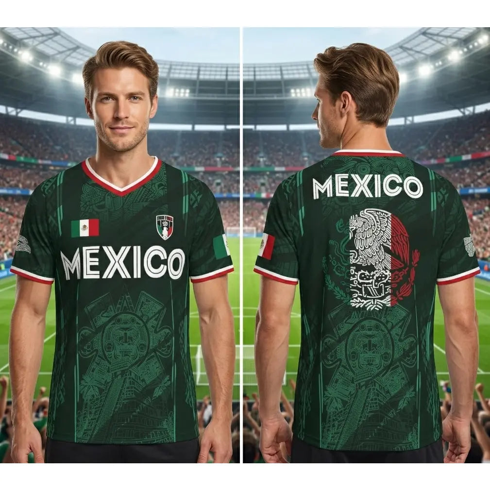2026 Mexico Soccer Chichen Itza Graphic Retro Soccer Jersey Casual Sports Shirt