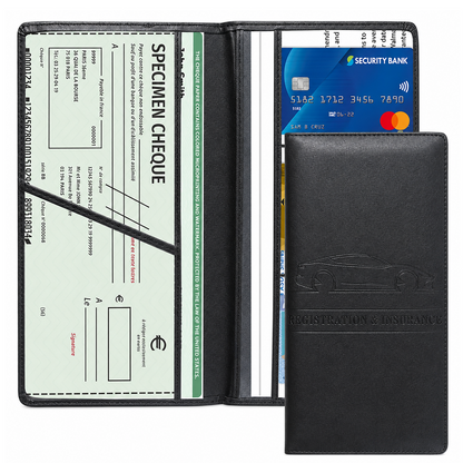 PU Car Registration Insurance Card and Driver License Document Holder