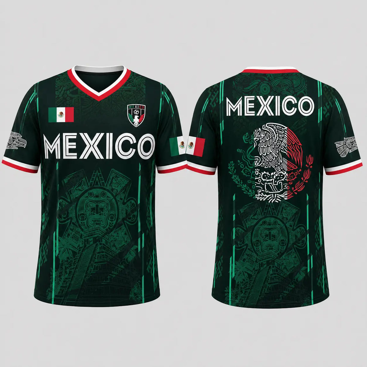 2026 Mexico Soccer Chichen Itza Graphic Retro Soccer Jersey Casual Sports Shirt