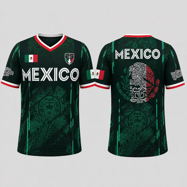 2026 Mexico Soccer Chichen Itza Graphic Retro Soccer Jersey Casual Sports Shirt