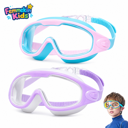 Femmekin Kids Swim Goggles 2 Pack - UV Protection & Anti-Fog