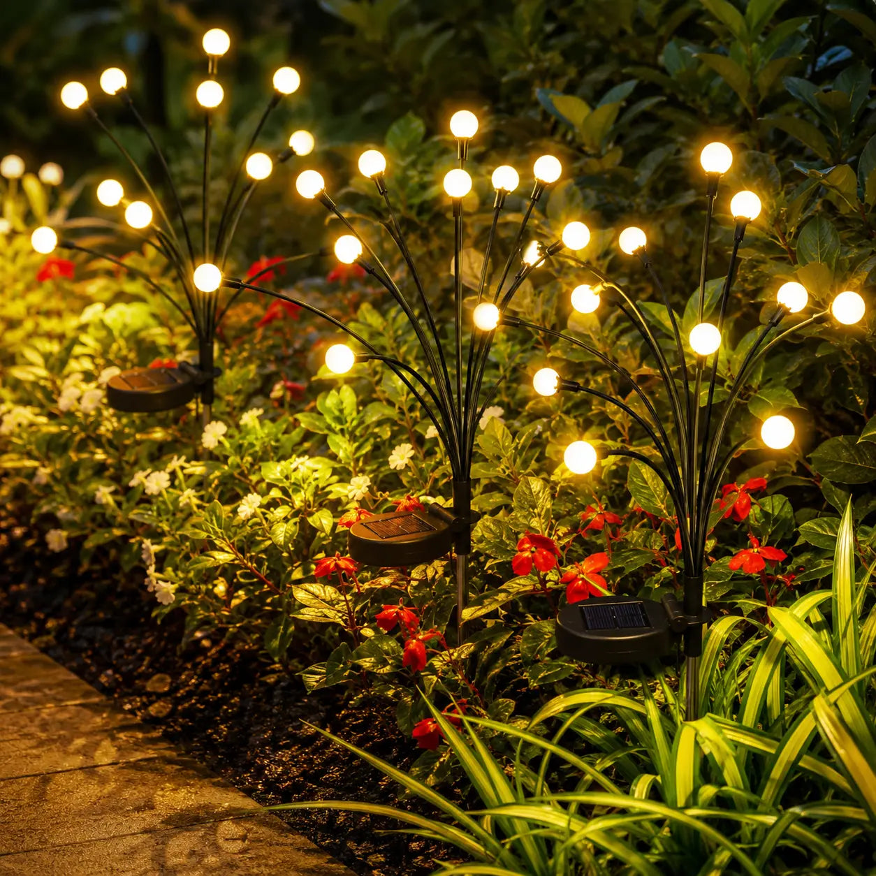 Outdoor Solar Firefly Lights 1 Pack 8 LED Waterproof Garden Stake Lights