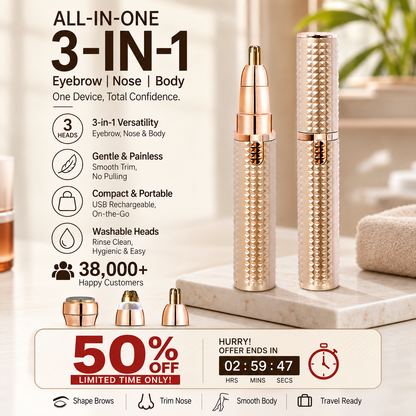 ✂️ 2026 Sale — Over 38,000 Sold!🔥 Portable Electric Eyebrow Trimmer – Interchangeable Heads 🪒