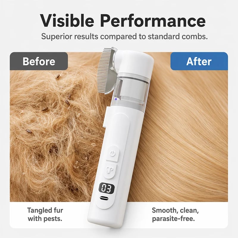 Electric Pet Grooming Comb for Dogs & Cats – Flea, Mite & Fur Care