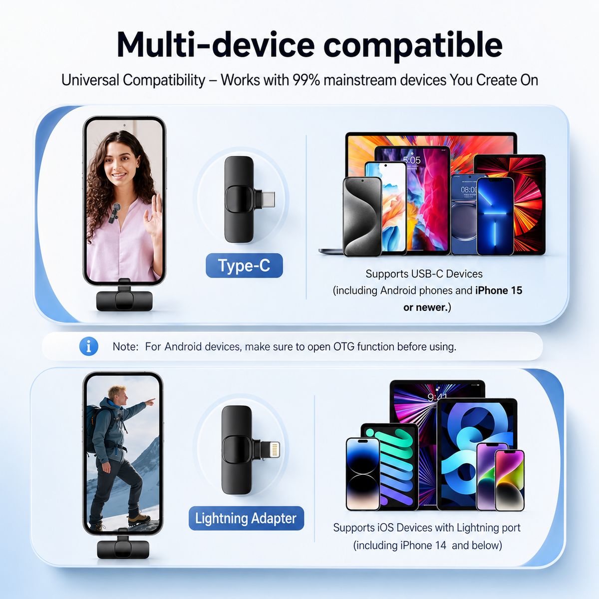 Wireless Lavalier Microphone for iPhone and Android