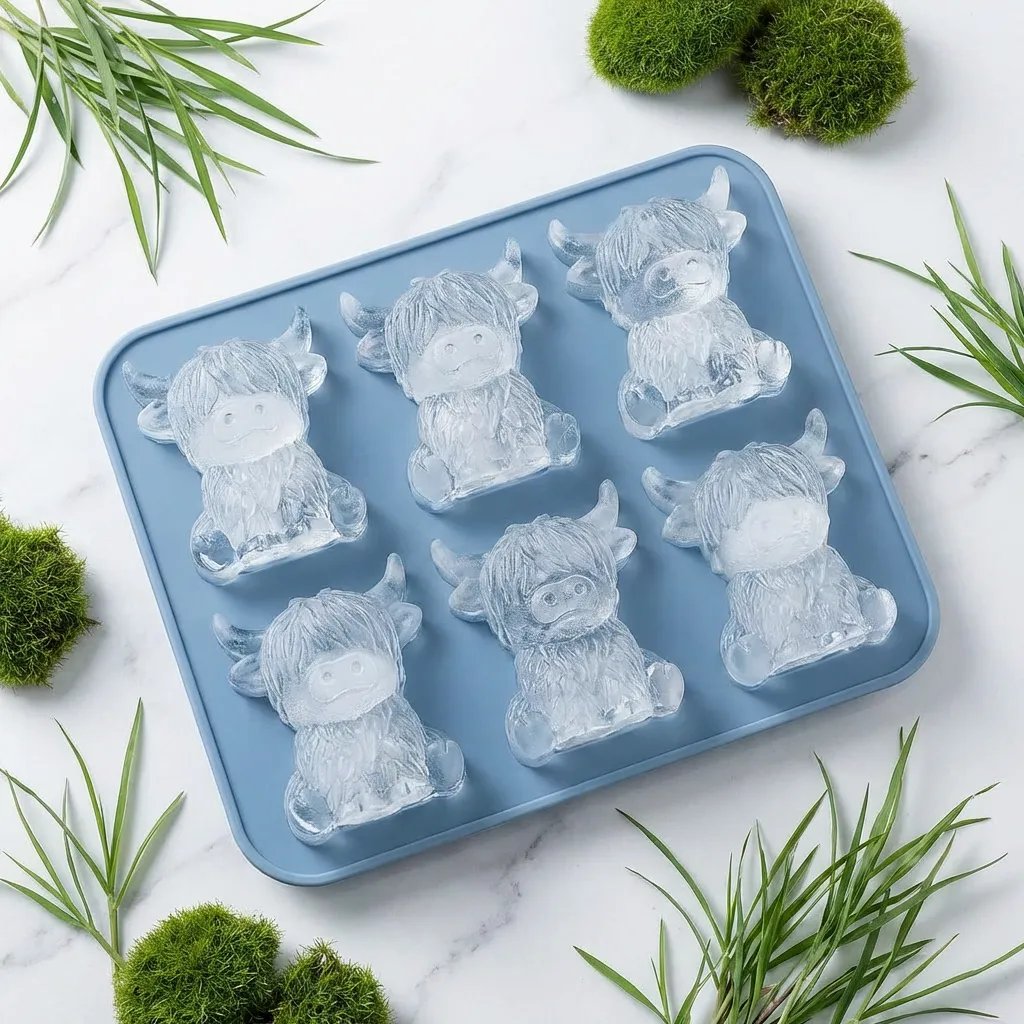 Mini Highland Cow 3D Ice Cube Mold for Drinks & Parties