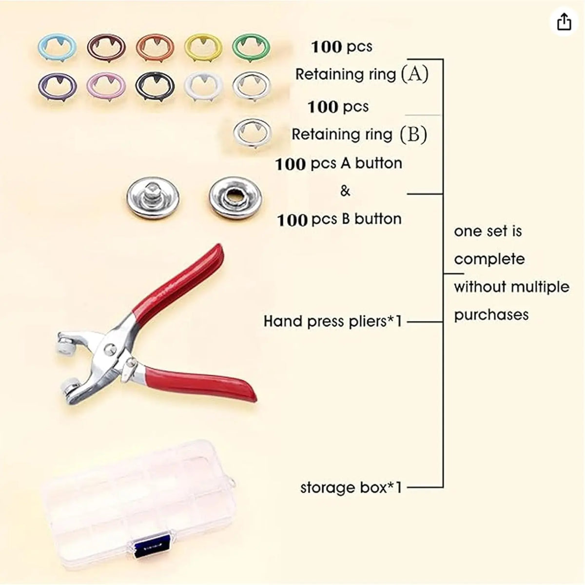 BOGO+  Including 200pcs Invisible Colored Metal Buckle & 1 Count Manual Pressure Pliers