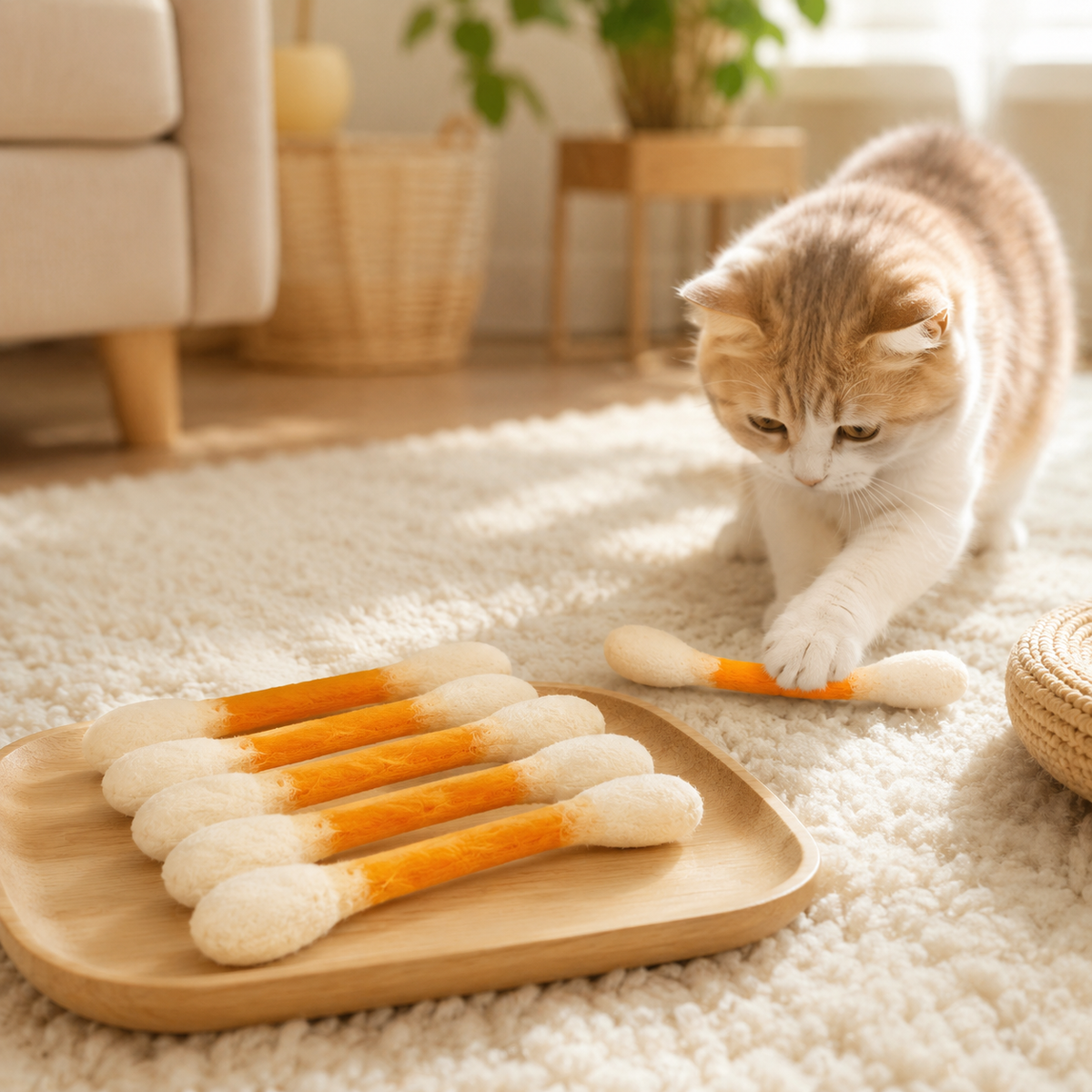 6 Pack Giant Q Tip Catnip Toys for Interactive Play and Teething
