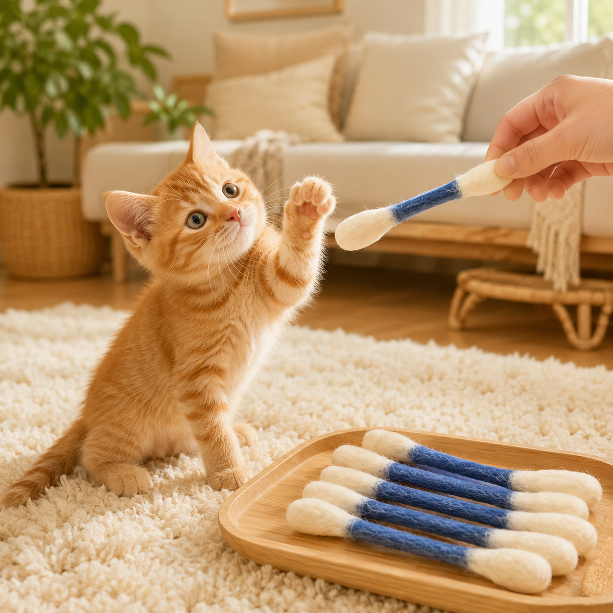6 Pack Giant Q Tip Catnip Toys for Interactive Play and Teething