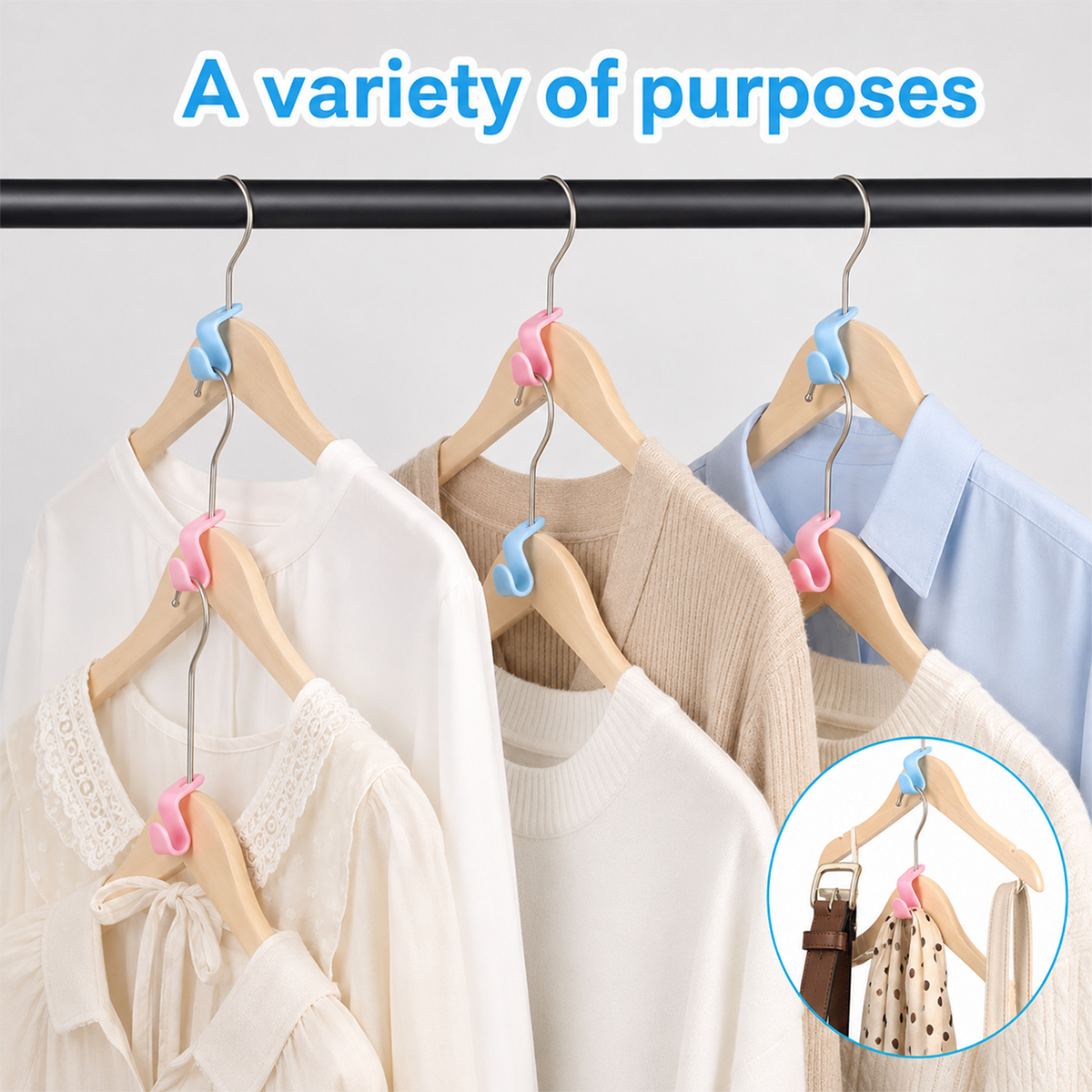 Space Saving Hanger Connector Hooks 50 Pack Heavy Duty Closet Organizer
