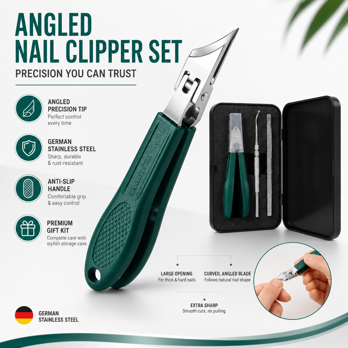 3-Piece Beveled Nail Clipper Set with Storage Case