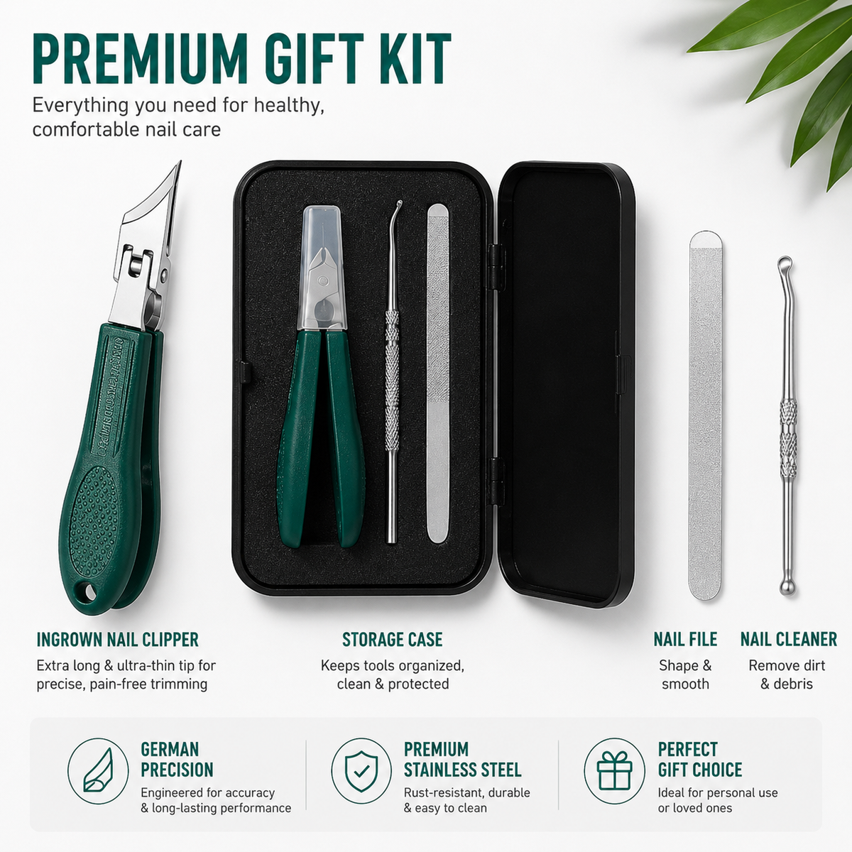3-Piece Beveled Nail Clipper Set with Storage Case