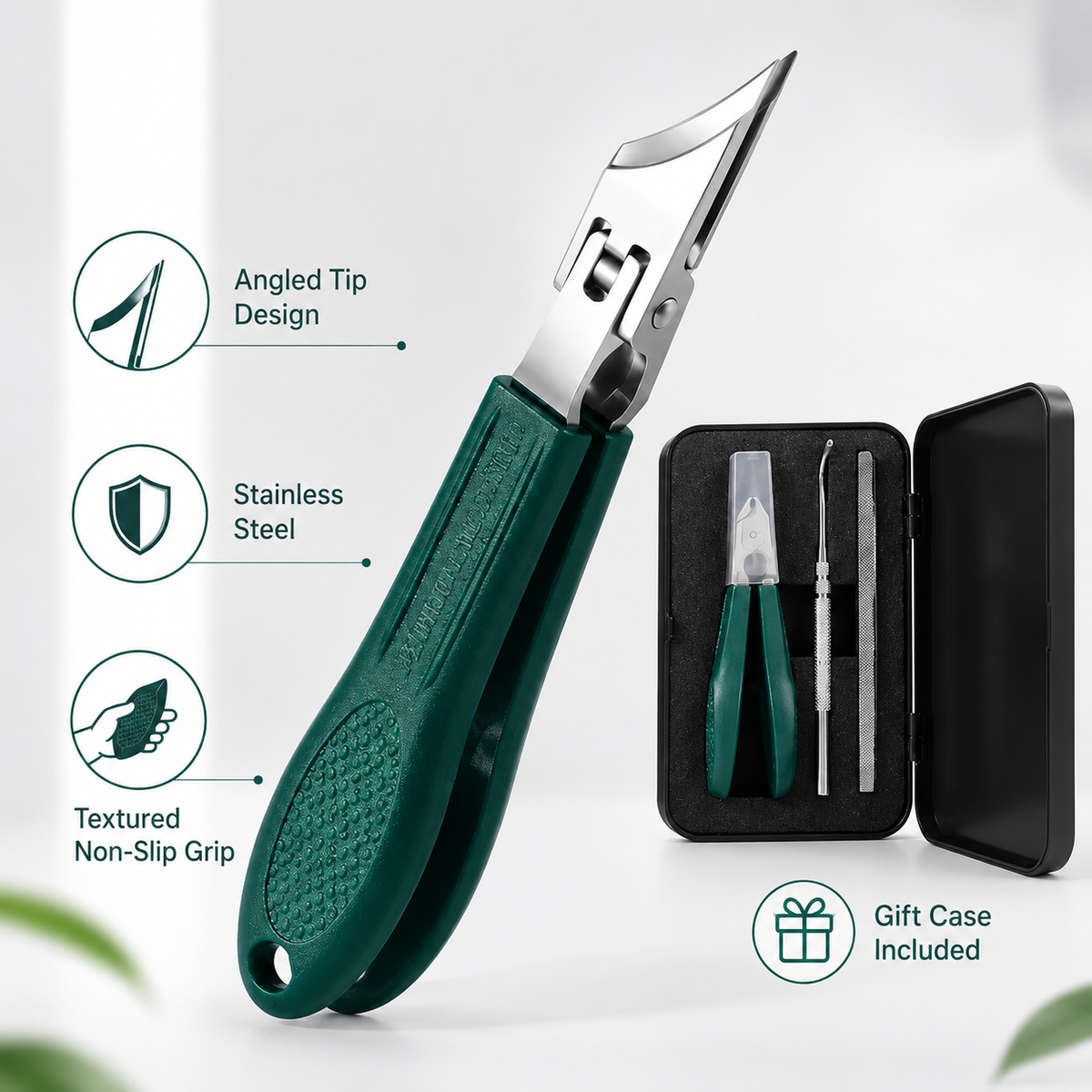 3-Piece Beveled Nail Clipper Set with Storage Case