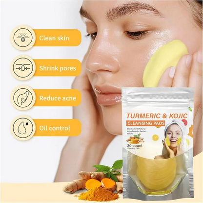 Turmeric and Kojic Acid Facial Cleansing Pads for Deep Cleansing 20 Count