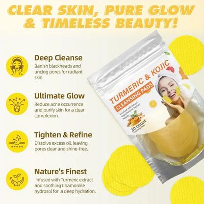 Turmeric and Kojic Acid Facial Cleansing Pads for Deep Cleansing 20 Count