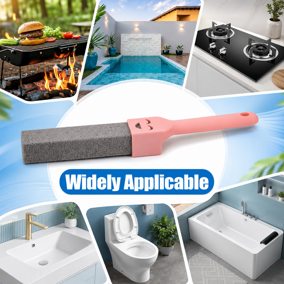 8 Pack Pumice Stone Toilet Cleaner - Extra Long Handle