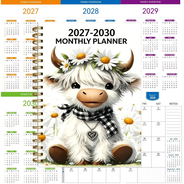 Highland Cow 4 Year Monthly Planner and Goal Planner