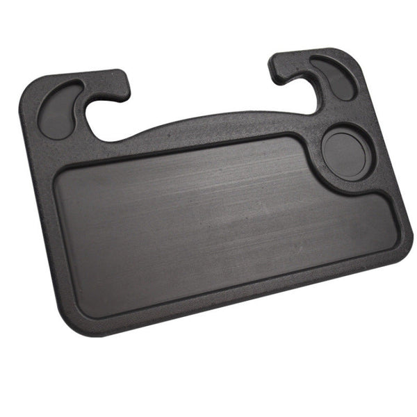 2-in-1 Car Steering Wheel Desk - Black ABS Plastic Food & Laptop Tray