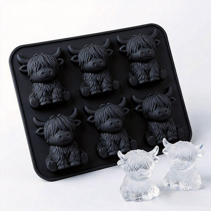 Mini Highland Cow 3D Ice Cube Mold for Drinks & Parties