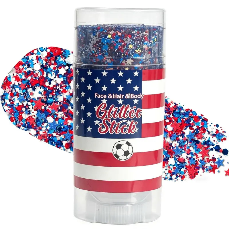 4th of July Glitter Stick Red White Blue Body Hair Sparkle Party Look