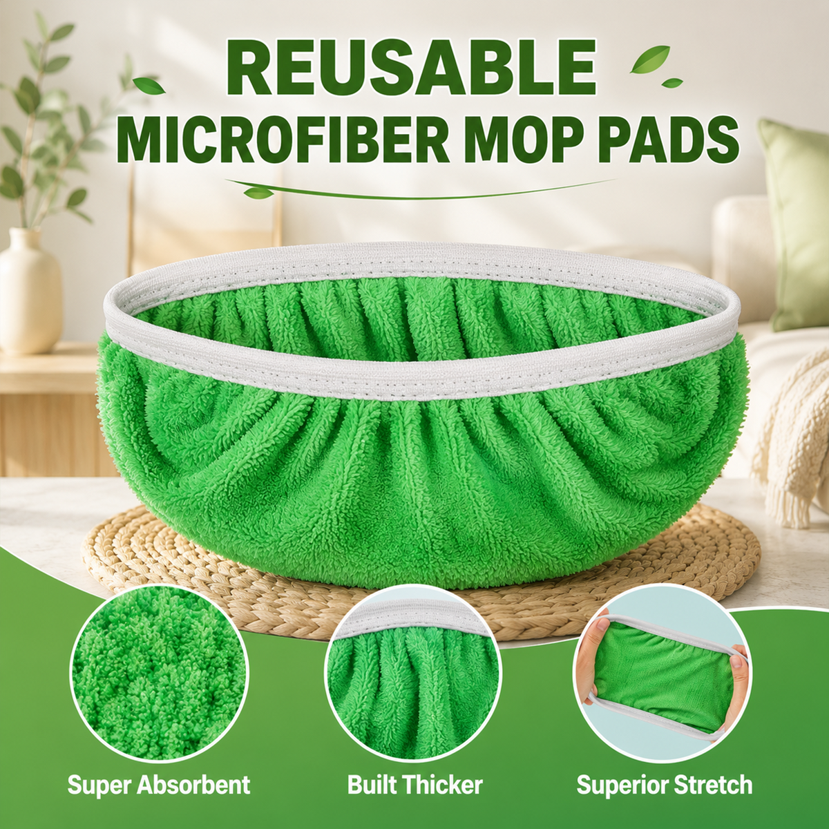 8PCS Reusable Microfiber Mop Replacement Pads