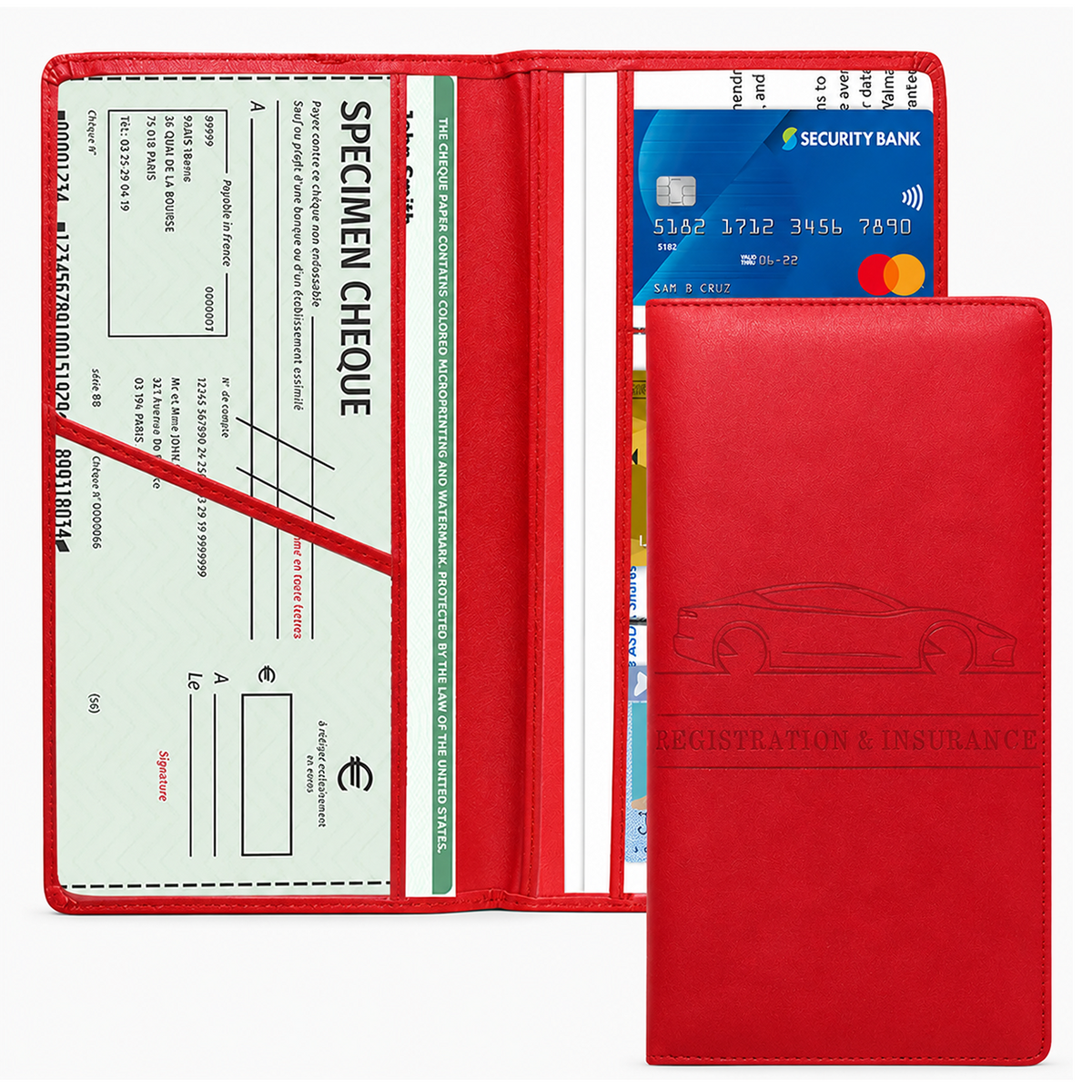 PU Car Registration Insurance Card and Driver License Document Holder
