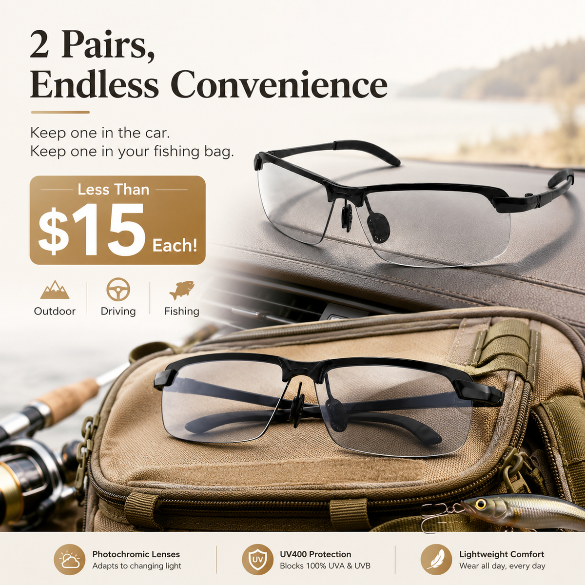 Summer Photochromic Sunglasses for Outdoor & Driving