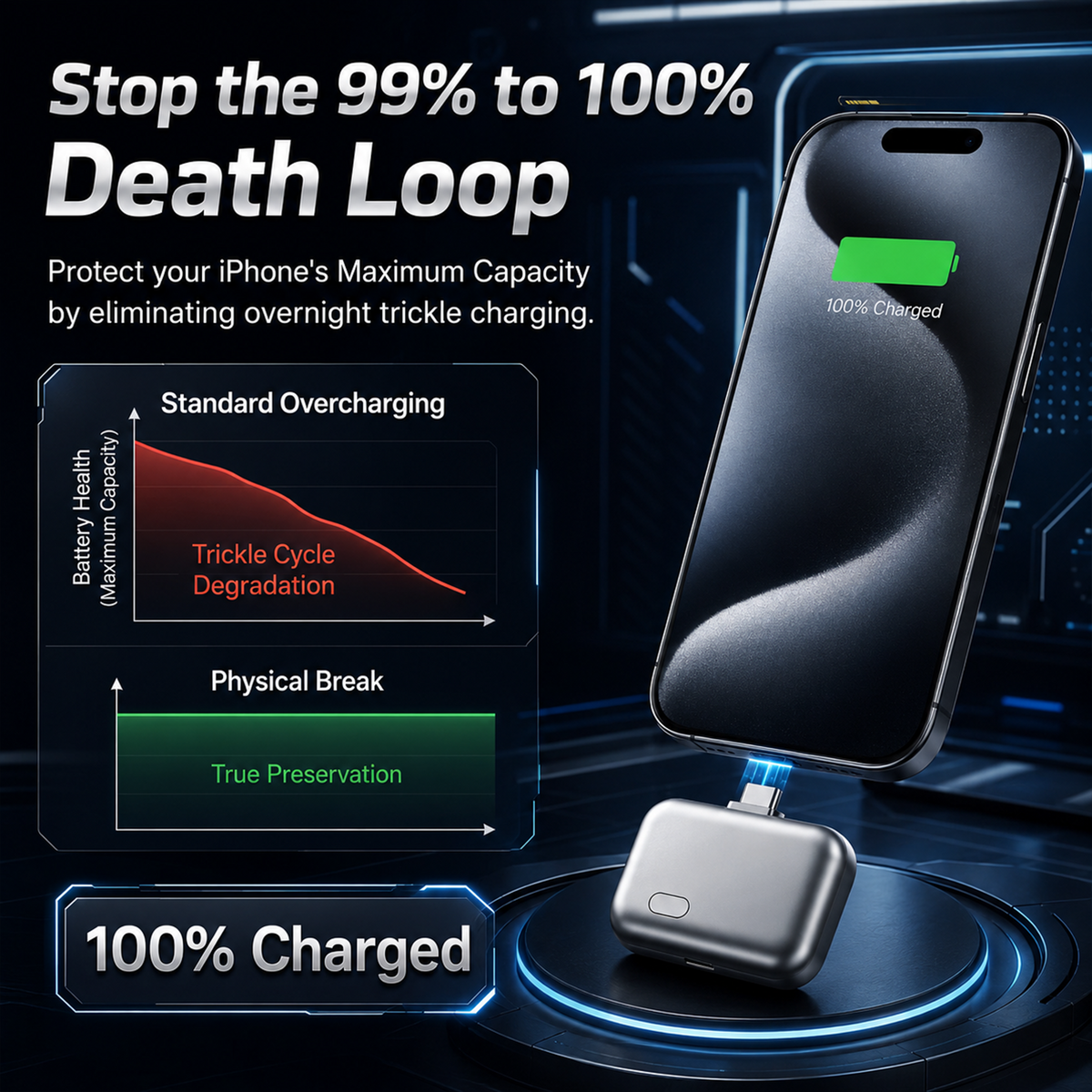 140W USB-C Auto Disconnect Charger | Smart Battery Guard with Overcharge Protection