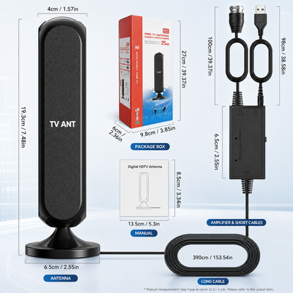 Long Range Amplified 4K Indoor TV Antenna