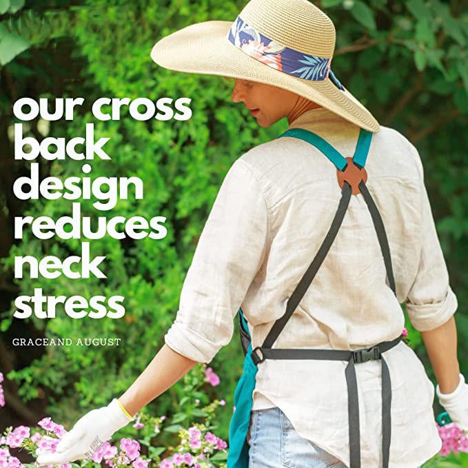Cross Back Gardening Apron With Deep Kangaroo Release Pockets