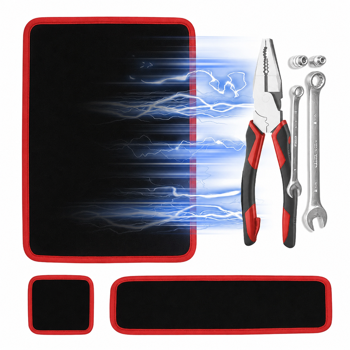 3PC Flexible Magnetic Tool Mat & Tray Holder