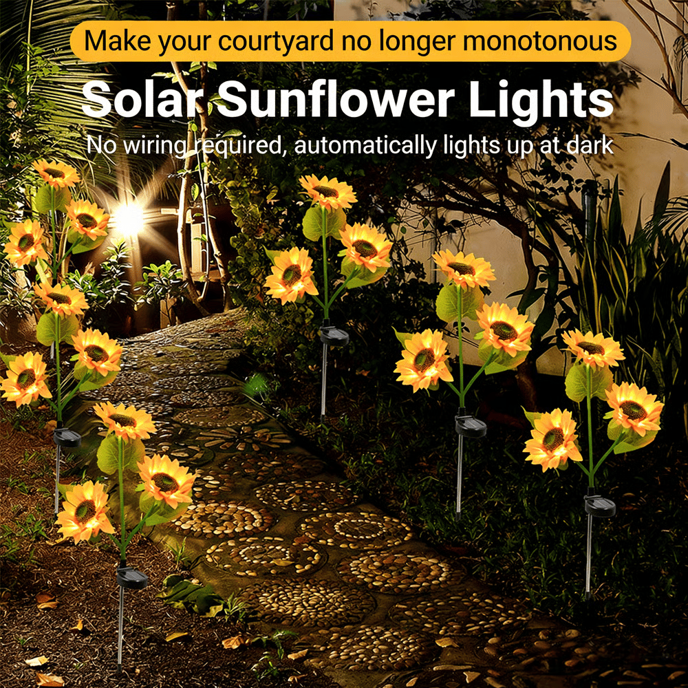 Solar Powered Sunflower LED Garden Lights Outdoor Waterproof Set