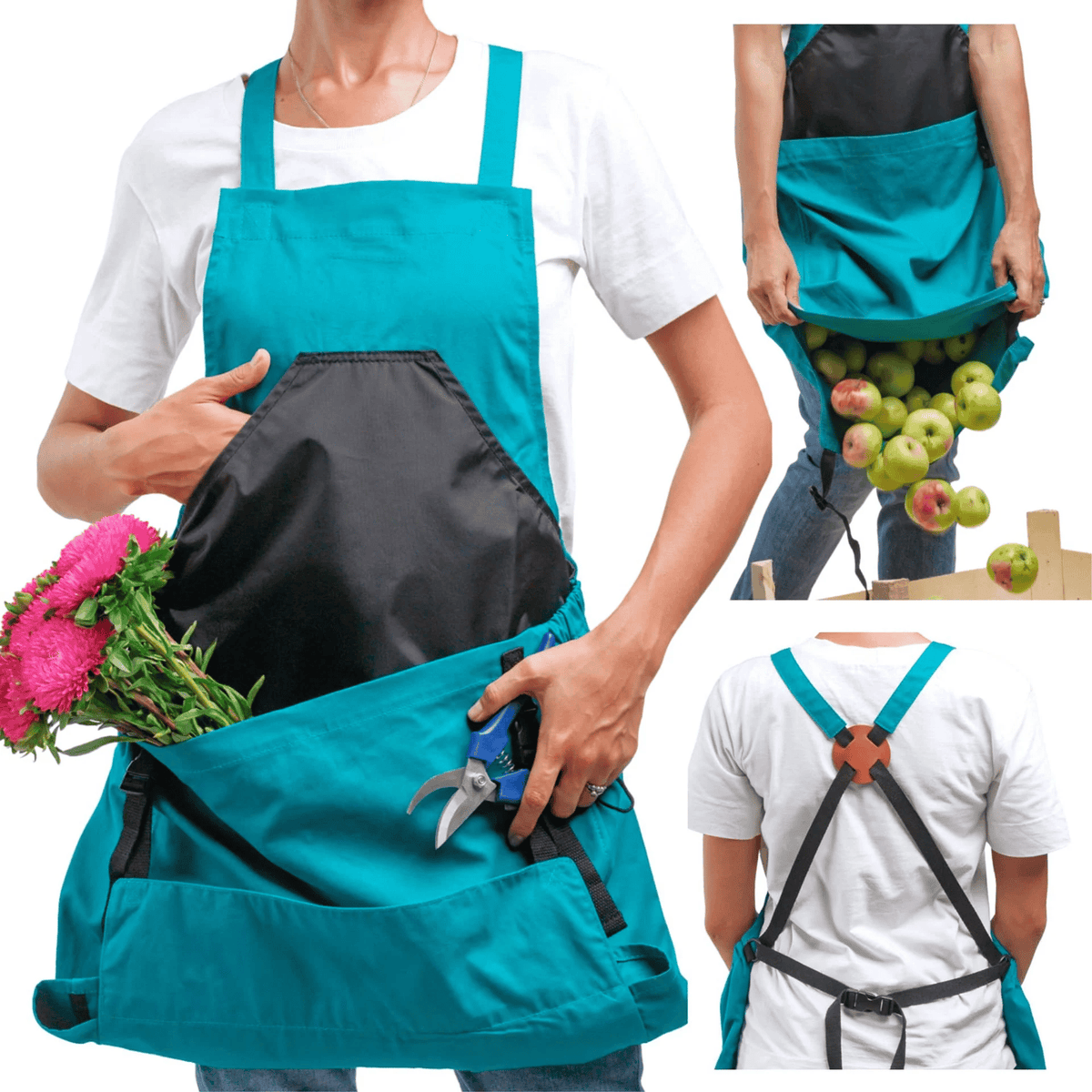 Cross Back Gardening Apron With Deep Kangaroo Release Pockets