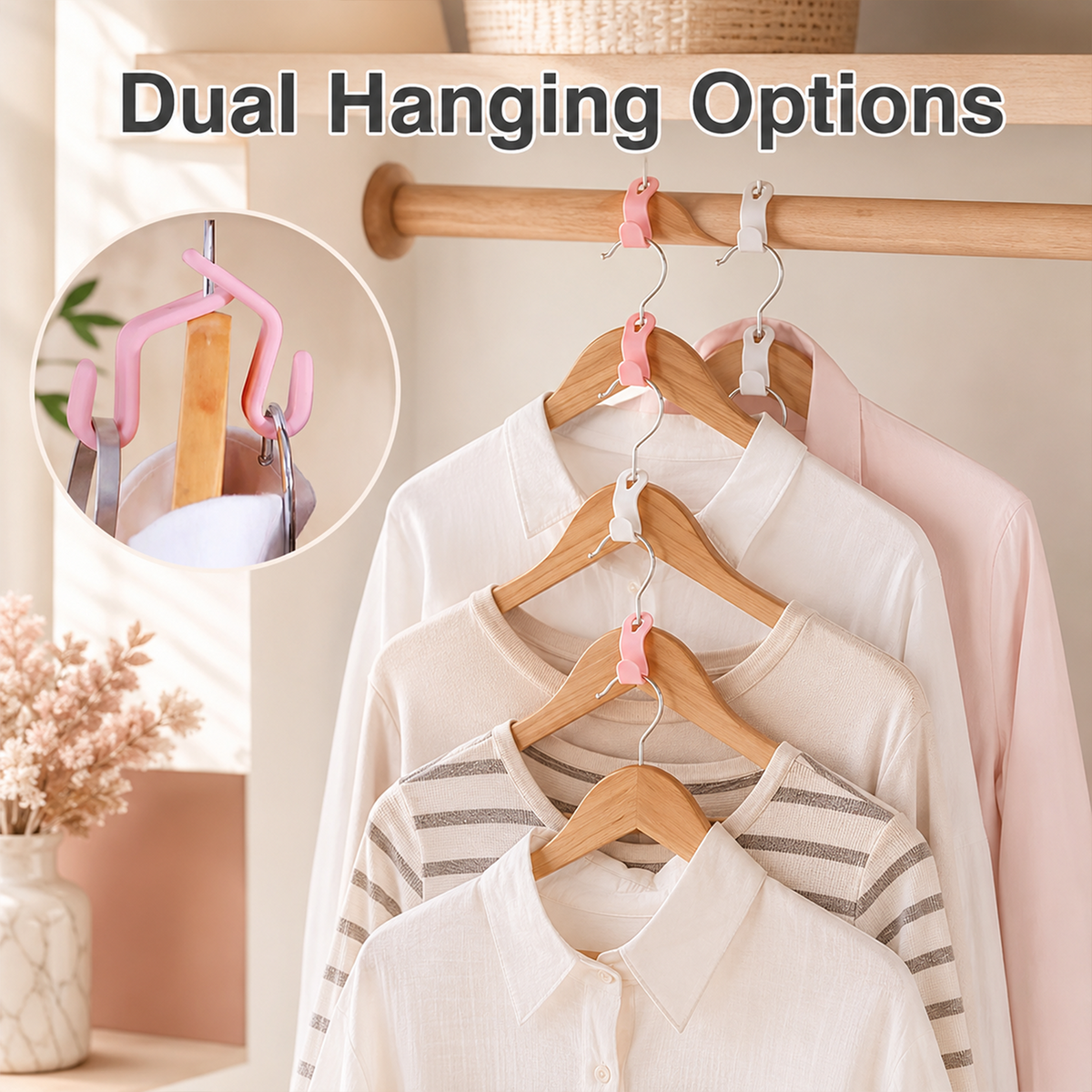 Space Saving Hanger Connector Hooks 50 Pack Heavy Duty Closet Organizer