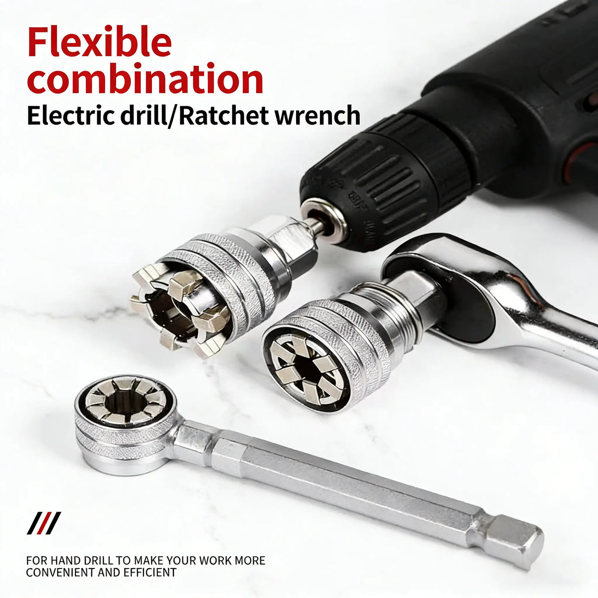 Universal Socket Wrench Tool for Ratchet Power Drill and Home Repair