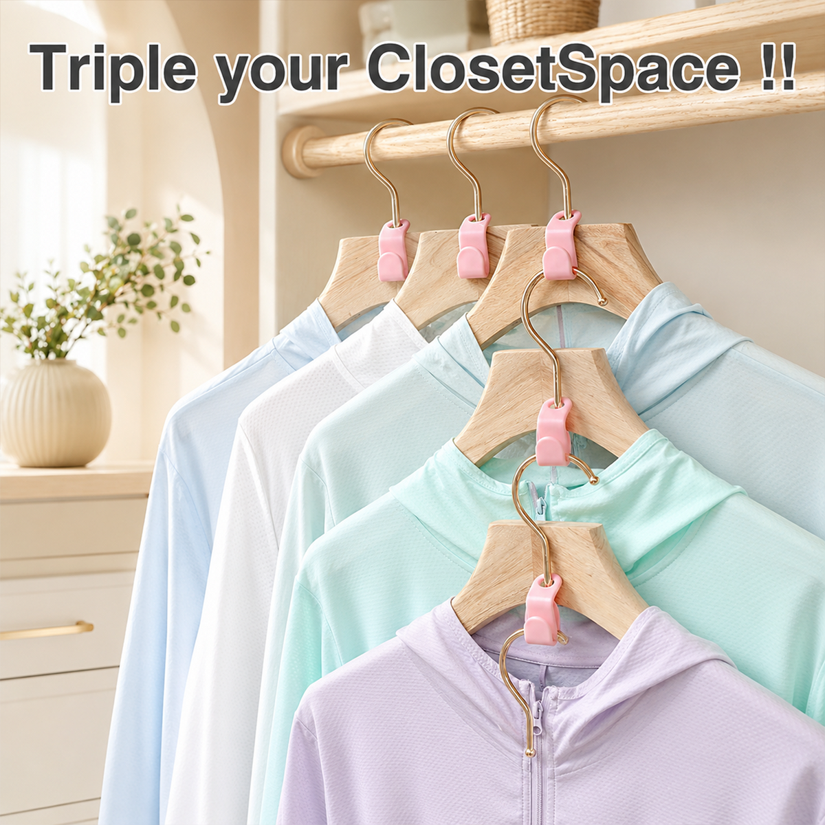 Space Saving Hanger Connector Hooks 50 Pack Heavy Duty Closet Organizer