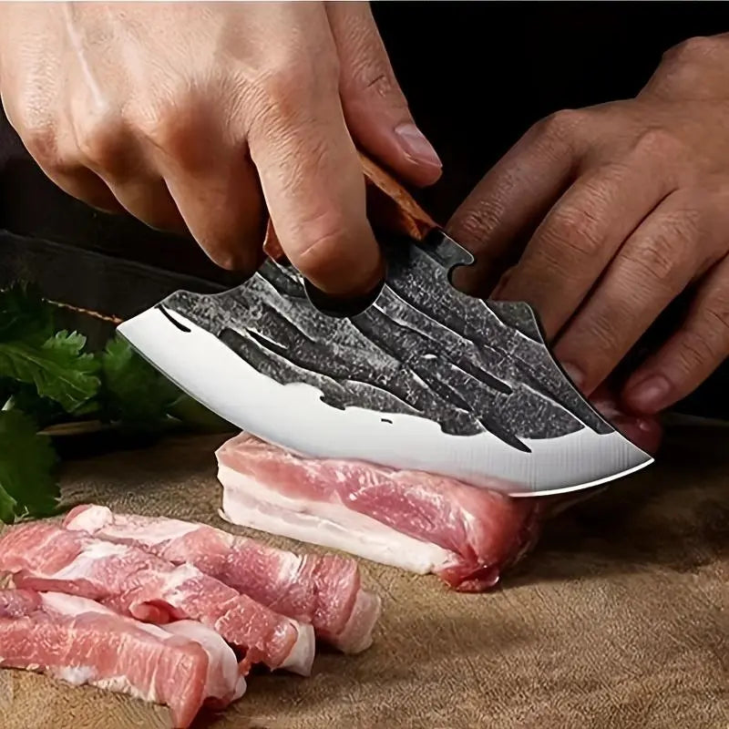 Forged Meat Cleaver Chef Knife Set With Non Slip Handle BOGO